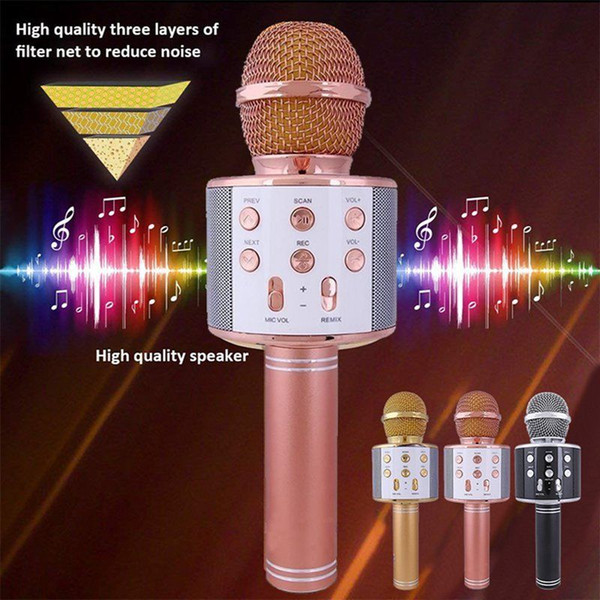 Karaoke Wireless Bluetooth Microphone Speaker Handheld Mic USB Player