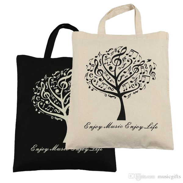 Hot Selling Cotton Handbag Cotton Bag Shopping bags 2pcs Music Tree Cotton Bag- Black and Beige