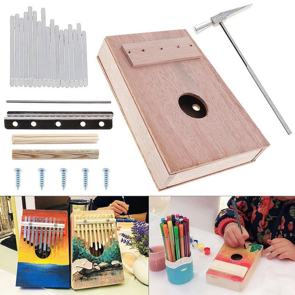 Pop2019 17 Key Kalimba DIY Kit Mahogany Thumb Mbira For Handwork Painting Parents-child Campaign Creative gifts