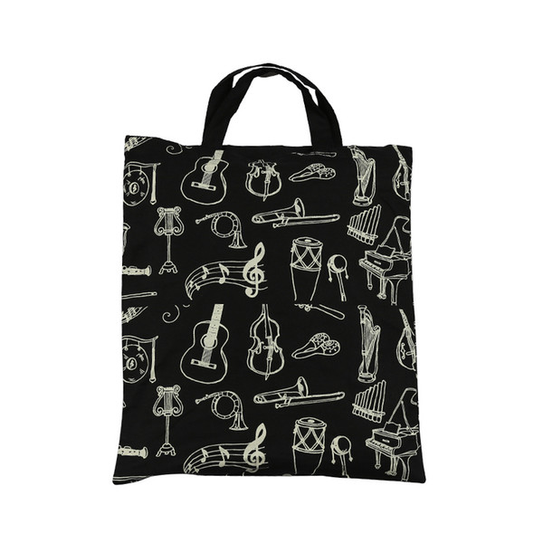 100% Cotton Handbag Tote Bag Shopping bags With Cute Cartoon Instruments