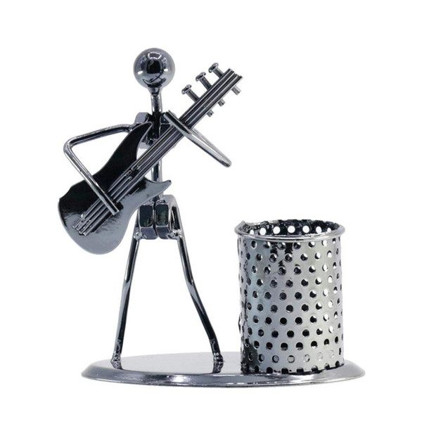 Metal Art Crafts Pencil Pen Holder Musician Electric Guitar Band Office Desk Decoration Desktop Supply Organizer