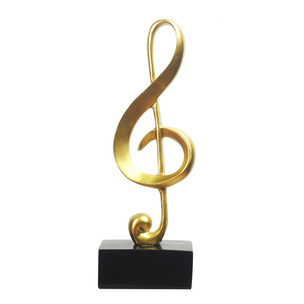 New Resin Musical Notes Ornament Figure G Clef Statue Home Office Living Room Decoration Gifts -Gold