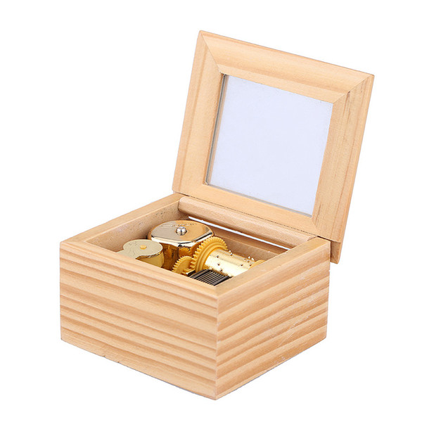 Gold Wood Musical Box 18Notes Clockwork Musical Boxes for Children Gifts