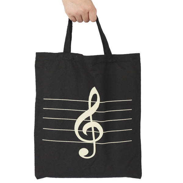 Cotton Handbag Women Shopper Grocery Bags Music Clef Theme Pattern Kids Students Reusable Tote Bags