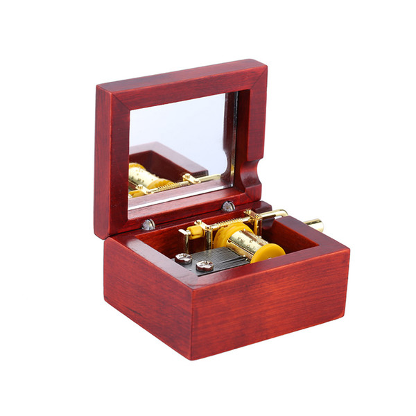 Classical Wood Musical Box Hand Crank Music Box With Mirror Best Gifts