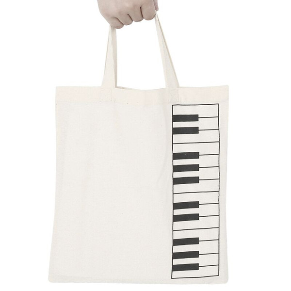 Keyboard Pattern Cotton Handbag Cotton Bag Shopper Grocery Bags Music Students Reusable Tote Bags 30*34cm