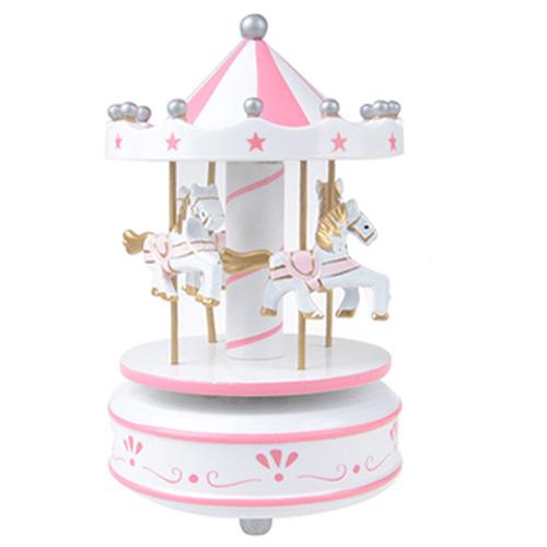 Merry-Go-Round Carousel Wind Up Music Box Kids Valentine's Day gift Birthday Gift White