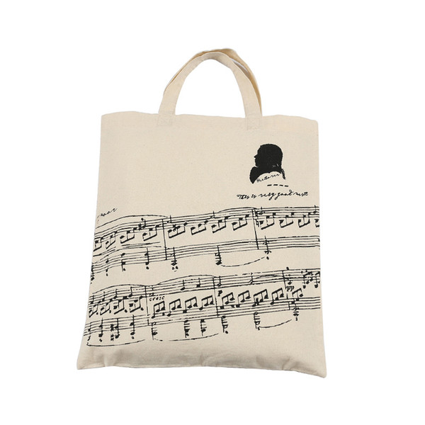 Hot Selling Pure Cotton Handbag Shopping bags With Cute Music Sheet