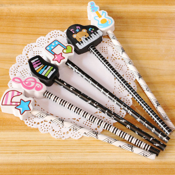 Cute Music Pencils Music Note and Piano Keyboard Themed Pencils School Stationery Gifts Set of 6pcs