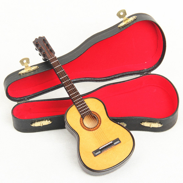 Free Shipping Wooden Mini Instrument Guitar Decoration Wooden Mini Guitar Toy