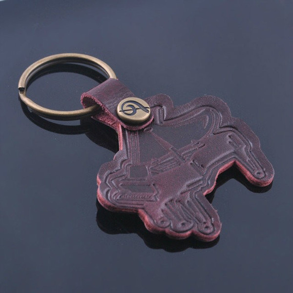 Cool Leather Keychain With Bronze Ring Musical Instrument Shaped Keychain Variety of Instruments