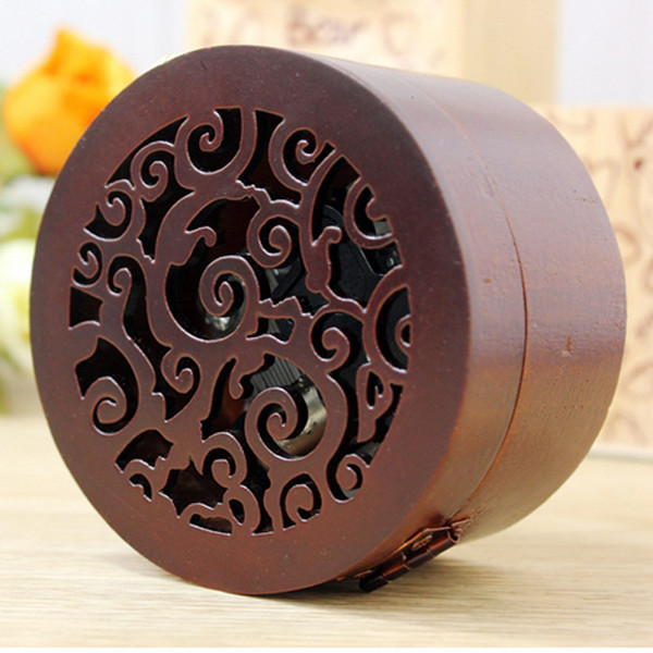 New Style Claasic Carving Musical Boxes Wood Musical Boxes Round Shape