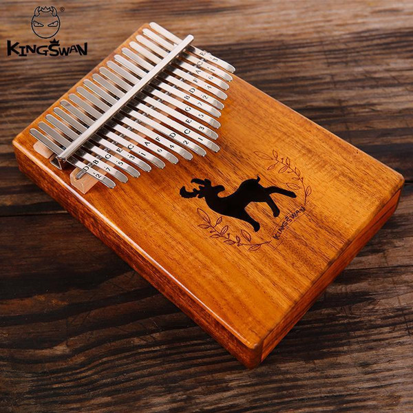 Pop2019 Kingswan Kalimba 17 Key Thumb Finger Marimba Sanza Mbira Solid Wood Portable Keyboard Musical Instrument Mini Creative gifts