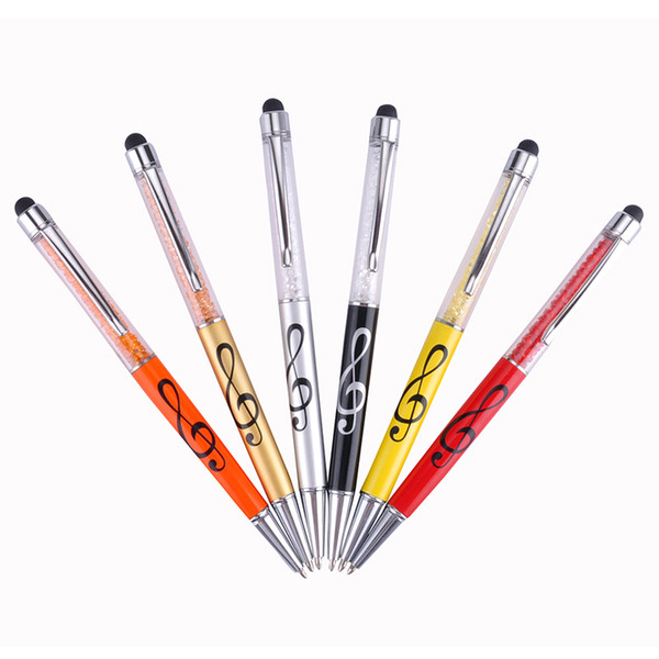 Creative Musical Notes Crystal Pen Diamond Ballpoint Pens Stationery Ballpen Novelty Gifts