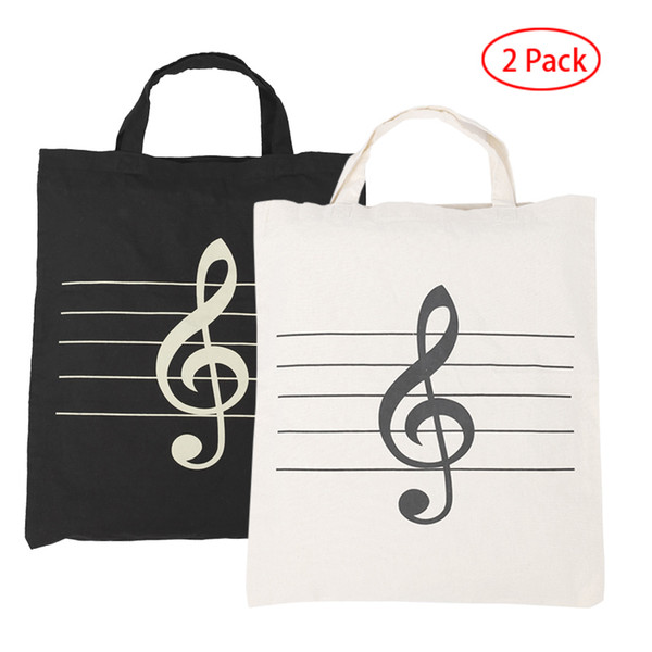 Cotton Handbag Women Shopper Grocery Bags Music Clef Pattern Reusable Tote Bags