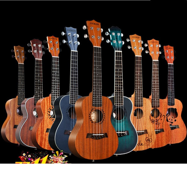 New Wood Ukulele Guitar 21\23\26 Inches Man Women Begining Student Colourful Adult Itlian String Exquisite Handmade Rigorous Full Peach Wood