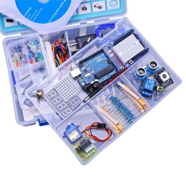 Freeshipping d Advanced Version Starter DIY Kit Learn Suite Kit LCD 1602 for UNO R3 With CD Tutorial EU/US Plug