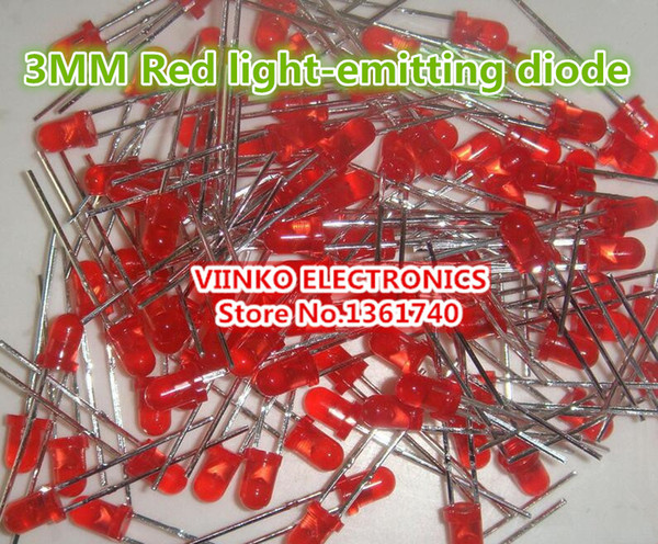Wholesale-Free shipping 100pcs Red LED 3MM light-emitting diode Red turn Red