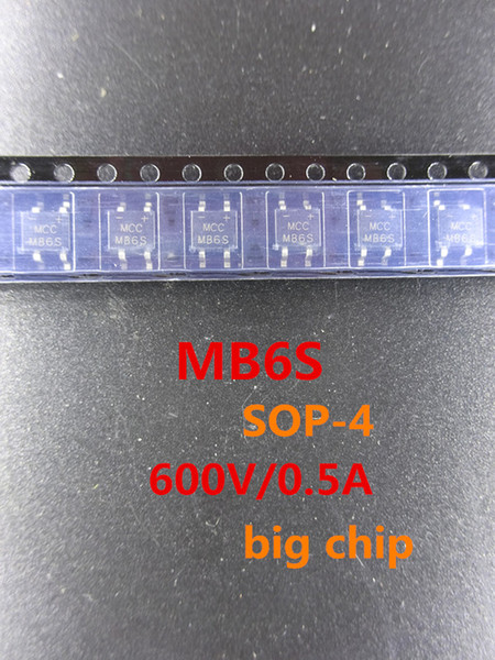 50pcs/lot new Bridge Rectifier MB6S SOP-4 600V/0.5A in stock free shipping