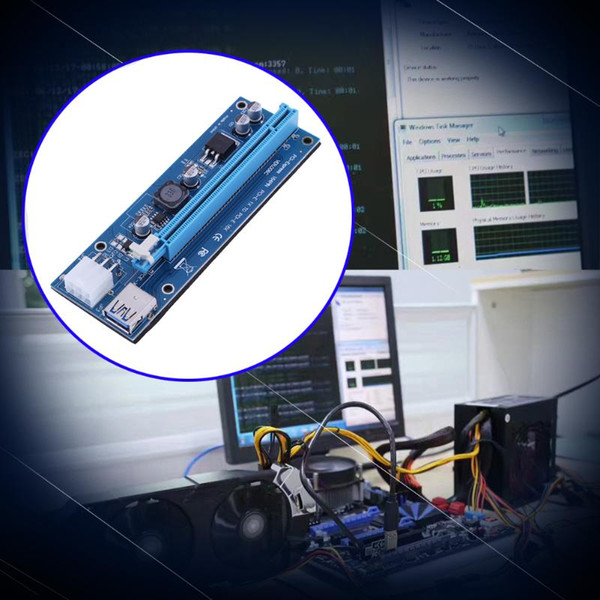 DHL 16x to 1x Powered Riser Adapter Card PCI-E Riser USB 3.0 Extension Cable & 6 Pin PCI-E to SATA Power Cable