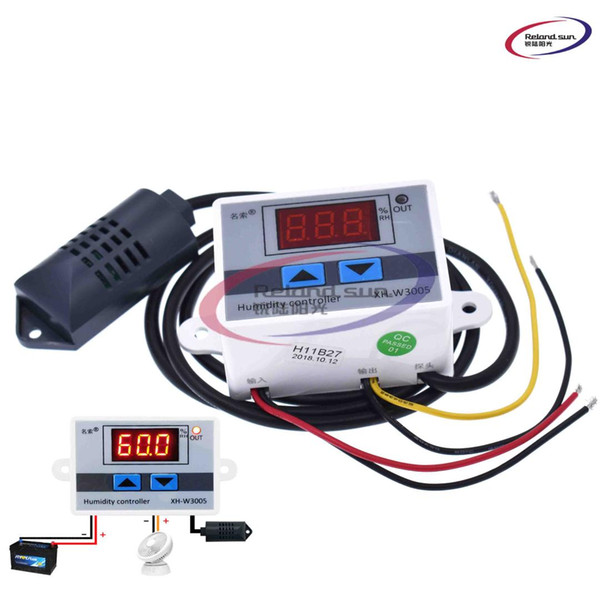 XH-W3005 W3005 Digital Humidity Controller 220V 12V 24V Hygrometer Humidity Control Switch 0~99%RH Hygrostat w/ sensor