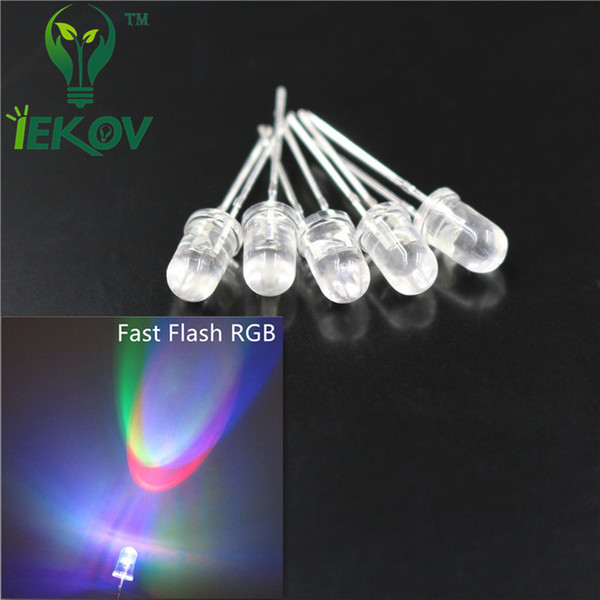 5000pcs/lot 5MM Fast RGB Flash Red Green Blue LED Rainbow MultiColor Emitting Diodes Round Strobe LEDs Lamp LIGHT Active Components Wholesal