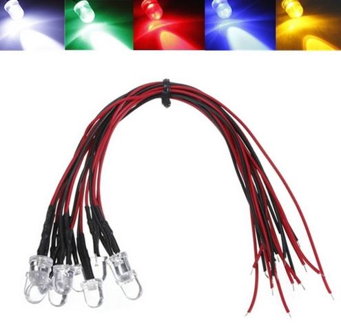 MIX DC12V Water Clear 8mm Pre Wired LED Diode For Christmas, Car, Decoration etc