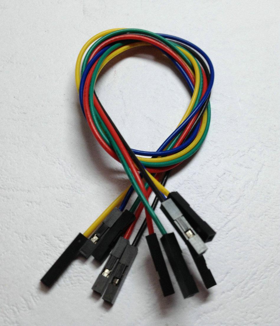 50pcs Jumper wire Female to Female Pitch 2.54mm 1 Pin 26AWG 5 color 30cm(11.9inch)