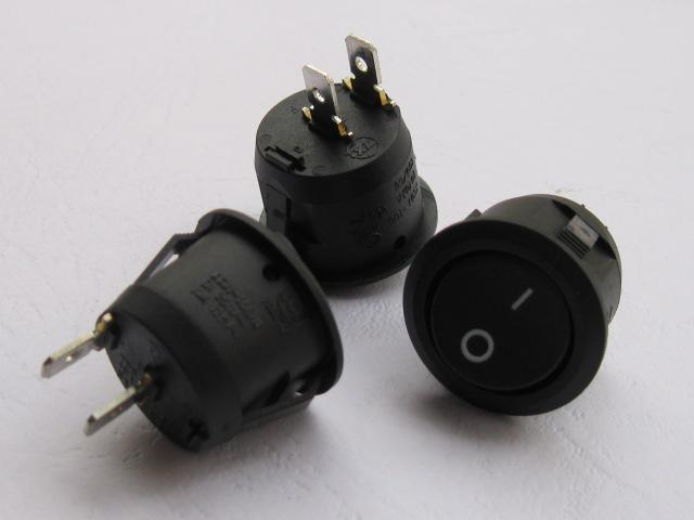 Rocker Switch KCD1 Circular Black 2pin 6A 250V 10A 125V 30 pcs per Lot