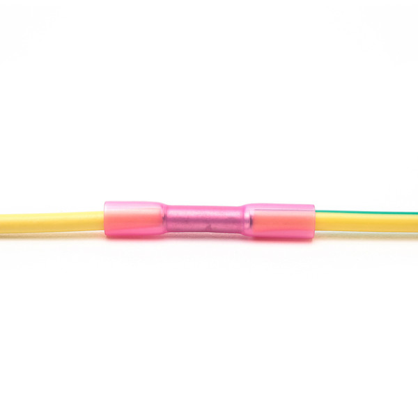 (100 pieces / lot) Solder Sleeve Heat Shrink Butt Wire Splice Crimp Connector Waterproof Terminals Pink BHT1.25 22-16 AWG