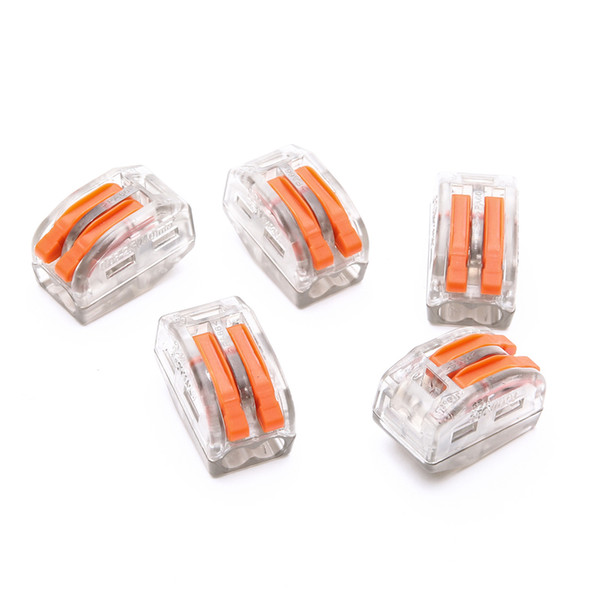 50PCS PCT-212 222-412 Compact Splicing Connector  Spring Lever Push Fit Reuseable Cable 2 Wire Universal Connector transparent