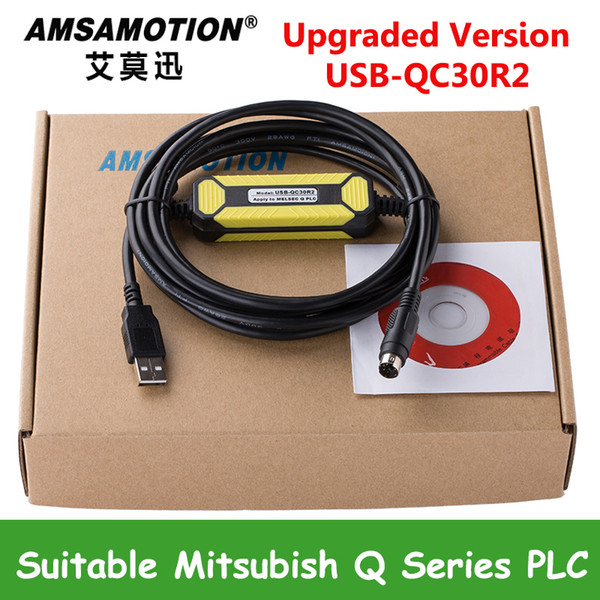 Amsamotion Upgraded Yellow Color Cable USB-QC30R2 Apply to Mitsubishi Q Series PLC Programming Cable Free Shipping