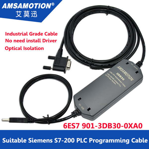 Amsamotion 6ES7 901-3DB30-0XA0 Isolation Version Black Cable Suitable Siemens S7-200 PLC Programming Cable USB-PPI Download Cable