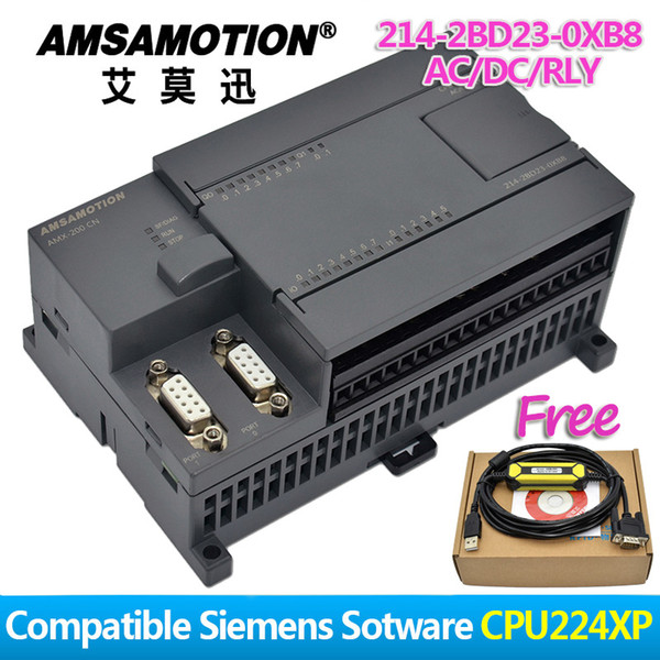 Amsamotion CPU224XP 214-2AD23-0XB8&214-2BD23-0XB8 200PLC S7-200CN PLC DC/DC/DC 6ES7 Transistor Output Digital Input PLC USB-PPI for free