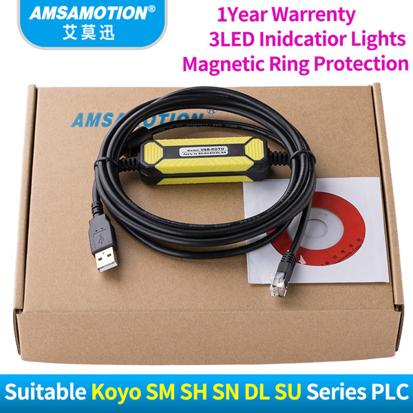 AMSAMOTION Upgrade Cable USB-KOYO Suitable KOYO SM SH SN DL SU Series PLC Programming Cable