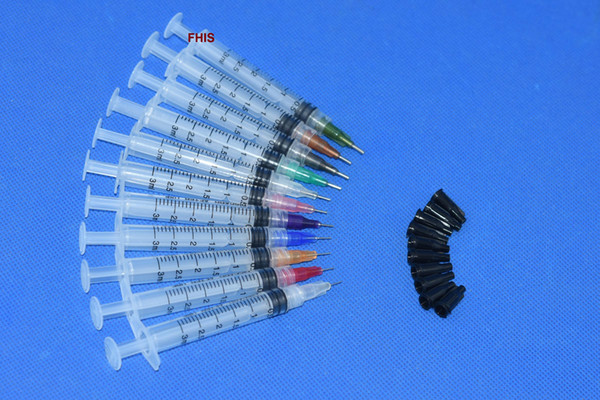 3ml Industrial Syringes with plastic 0.25in Mixed Size Blunt Tip Fill Dispensing Needle Total 33PCS