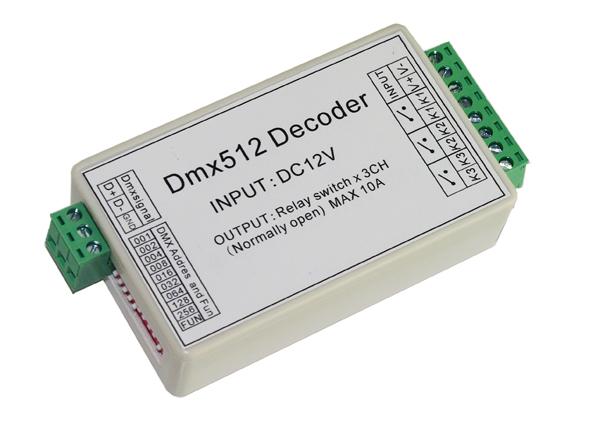 10 pieces free shipping 3CH dmx512 relay Controller , relay switch output DMX512 relay decoder