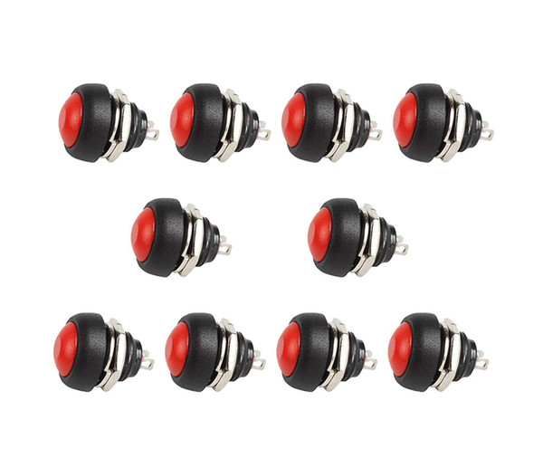 12mm Round Toggle Waterproof Push Button Switch Momentary On Off Reset Switch for Car Boat 10Pcs (Red)