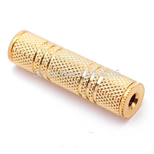 Metal Gold 3.5mm Female to Female Audio Adapter Connector Coupler small order no tracking