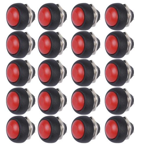 Wholesale-20Pcs Red Mini Round Switch 12mm Waterproof Momentary Push button Switch