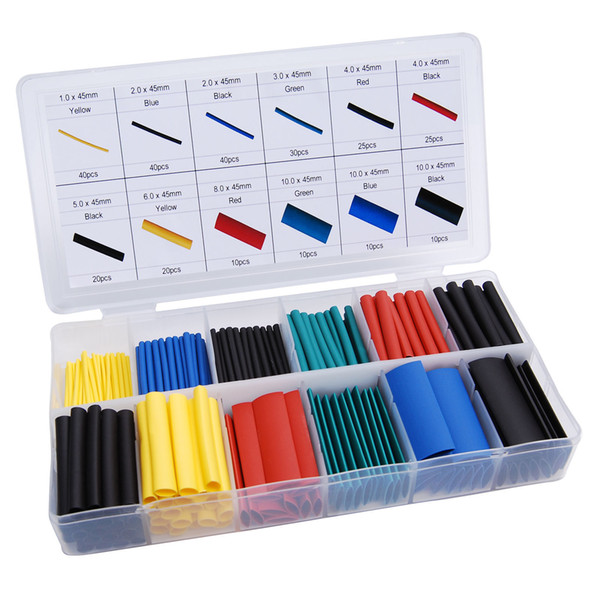 328 pcs/set Heat Shrink Tubing Insulation Shrinkable Tube Assortment Electronic Polyolefin Ratio 2:1 Wrap Wire Cable Sleeve Kit