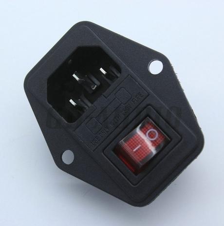 IEC320 C14 AC Power Cord Inlet Socket Receptacle AC250V 10A With ON-OFF Red Light Rocker Switch Fuse Holder RoHs CE