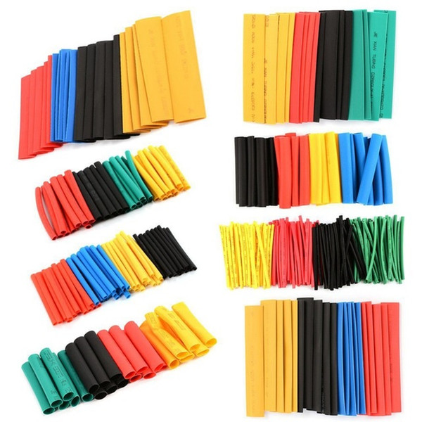 328pc 8 Size 5 color 2:1 Assorted Polyolefin Heat Shrink Tube Wrap Wire Cable Insulated Sleeving Tubing Luxury Set