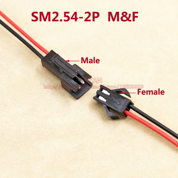 (20Set) SM2.54-2p SM 2.54mm Pitch 2Pin Connector Male Plug and Female Plug with 1007 26AWG Electronic Wire Cable