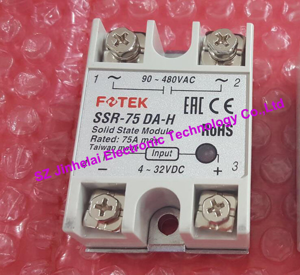 100% New and original SSR-75DA-H FOTEK High voltage SSR SOLID STATE RELAY 90-480VAC, 4-32VDC 75A