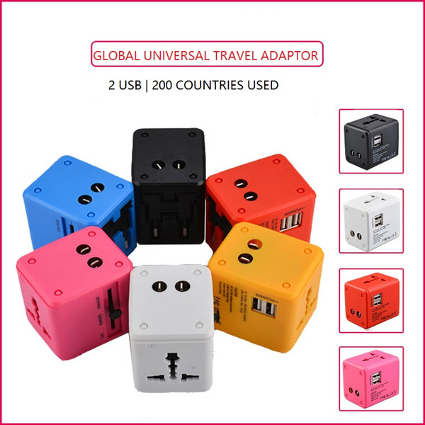 2USB Universal Travel Adaptor for 200coutries use Multri Function connectors Portable Convinient Multi Colors