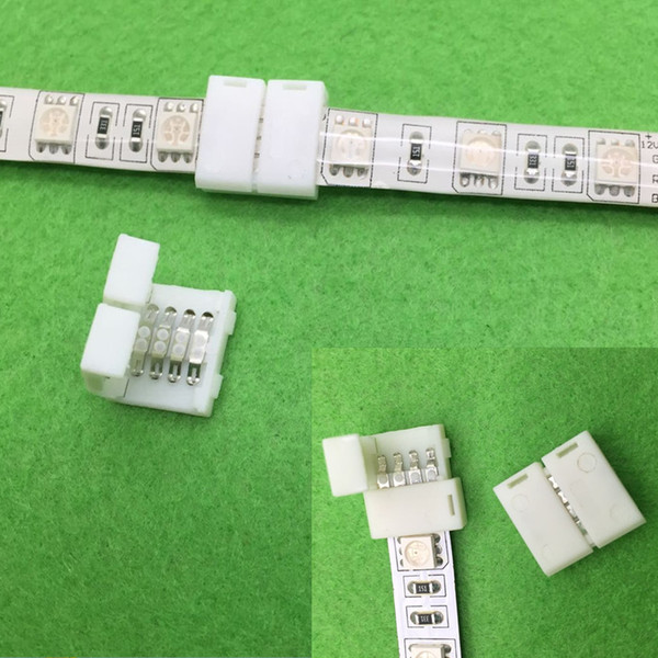 50PCS 5050 RGB Led Strip Connector 4 Pin Led Connectors No Soldering 10mm PCB board wire connection for 5050 RGB Strip