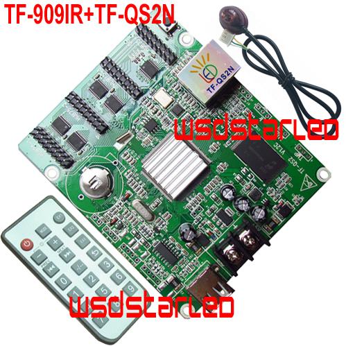 TF-909IR+TF-QS2N IR remote LED controller 1/32 Scan 512*64 4*HUB75E USB+Ethernet full color asynchronous LED control card