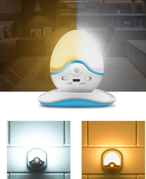 2018 Fashion New Optoelectronic Displays,egg shape nice and Easy use Auto night lights,two colours choose