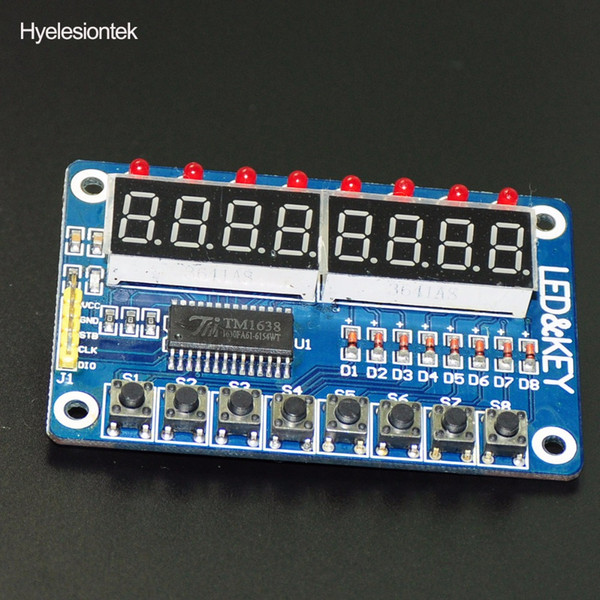 TM1638 LED Display 8-Bit Digital Tube Module For Arduino AYR 7 Segment 8 Bits 0.36Inch RED TM1638 KEY LED Display Board Panel